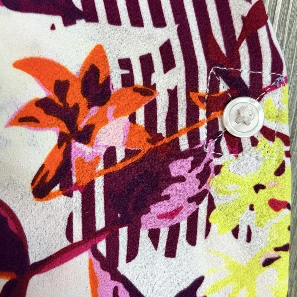 Dana Buchman Women's Multicolored Floral Casual  Tunic Button Up Blouse XL - Picture 2 of 8